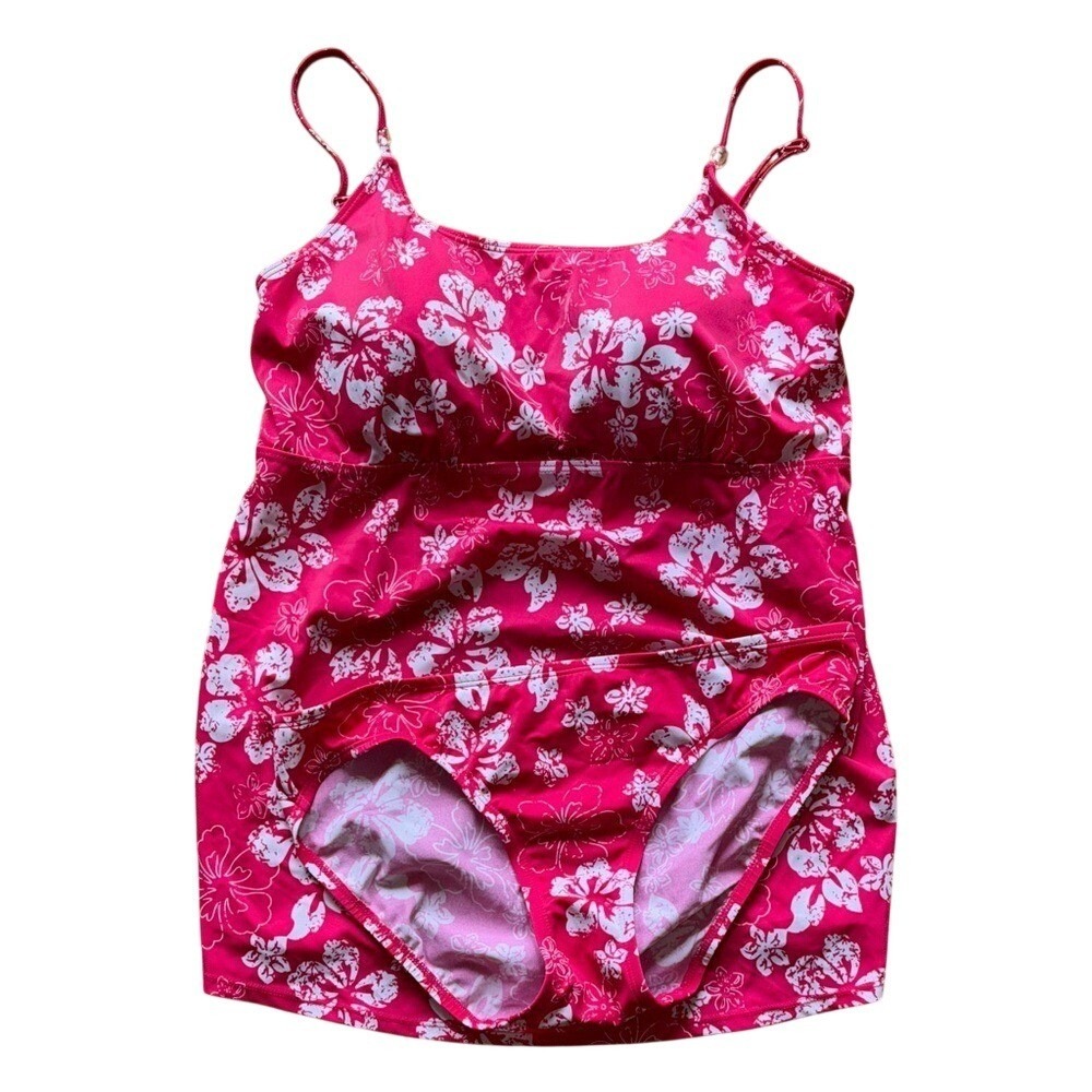 Baby by Motherhood Floral Tankini Swimsuit Set Pink White Women's Size M